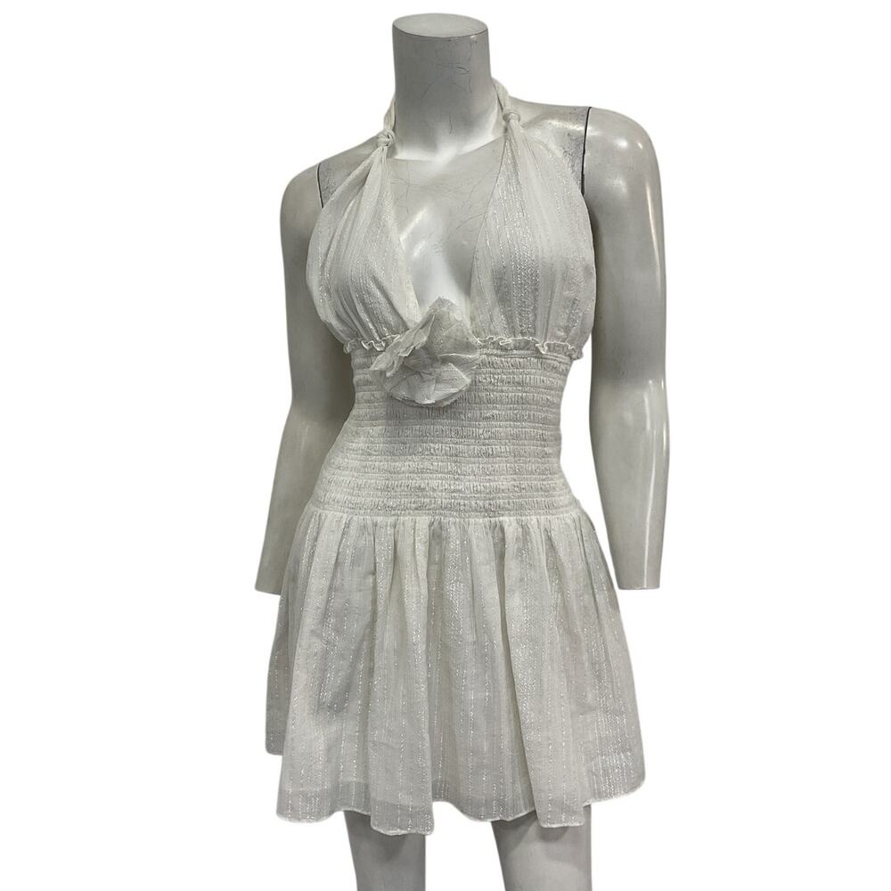 Loveshackfancy Shimmery Iridescent Slate Luisetta Mini Dress Size S NWT - Picture 2 of 5